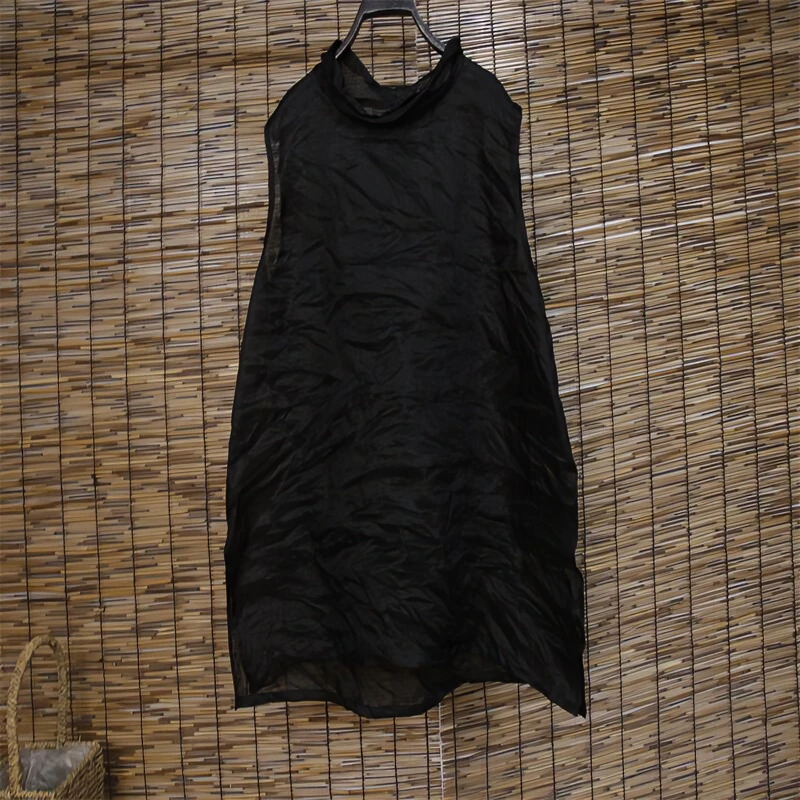 夏季纯苎麻100支无袖衬衫堆堆领打底衫宽松大码轻薄透气23038