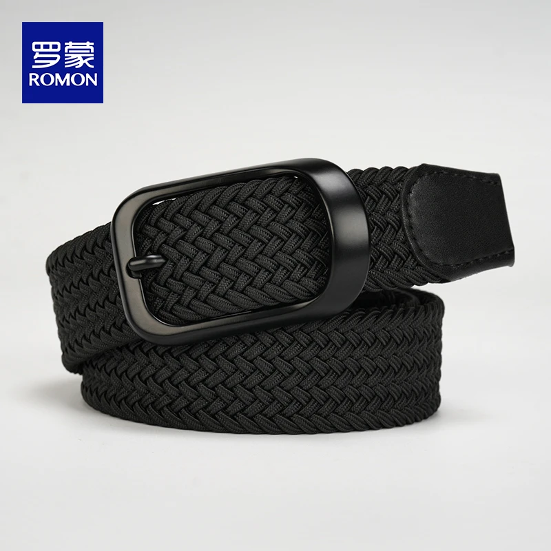 编织腰带男士2024新款针扣百搭黑色休闲战术帆布松紧弹力皮带女潮