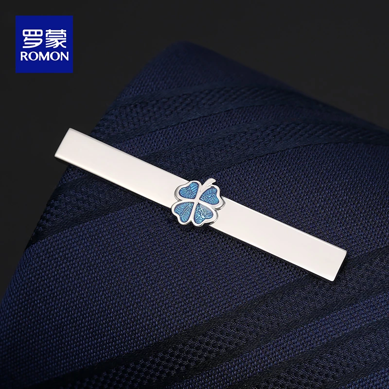 男士领带夹高级四叶草商务结婚新郎领夹男企业西装韩版简约别针