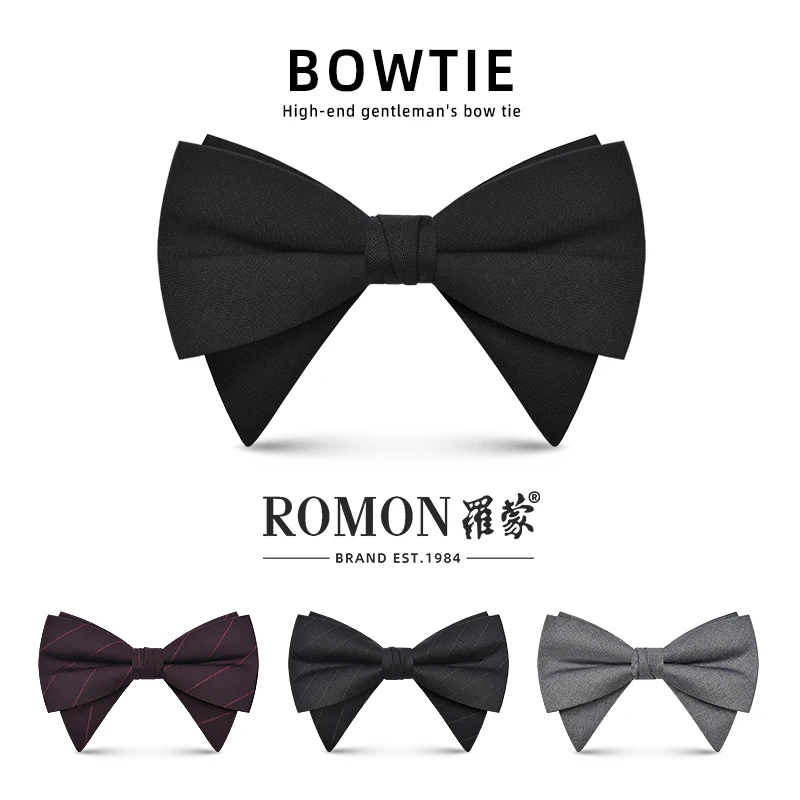罗蒙法式领结婚礼男牛角英伦纯色韩版结婚新郎西装蝴蝶结礼盒装潮