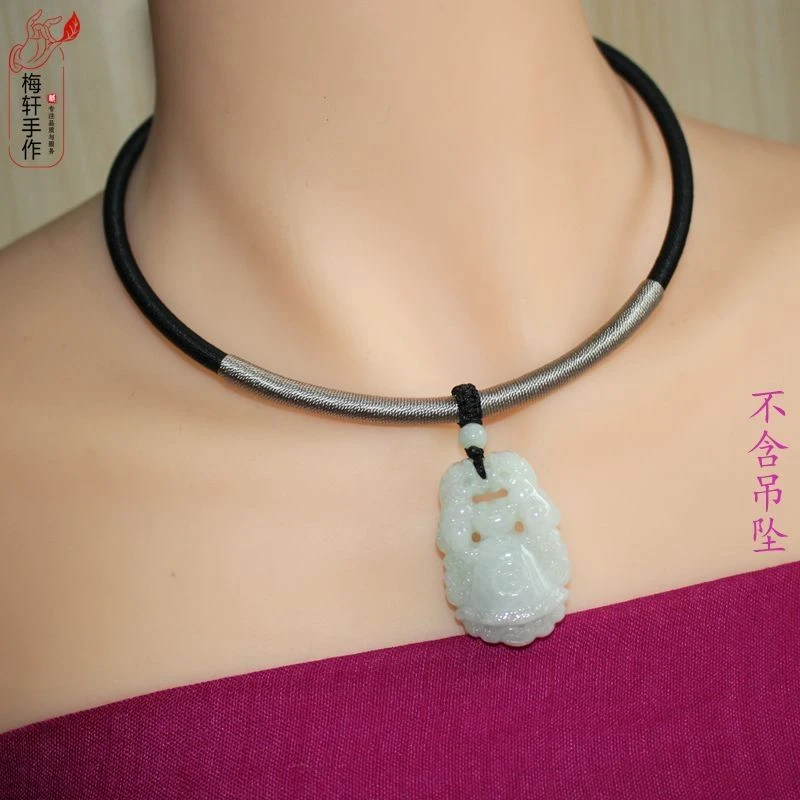 原创手工编织女项圈吊坠绳长命锁挂件绳颈圈锁骨链金色戴脖子定型