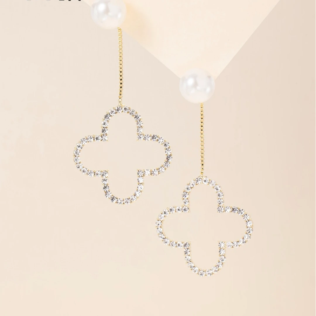 铜合金耳饰 美讯韩版上新精致流苏长款独特微镶锆石耳钩