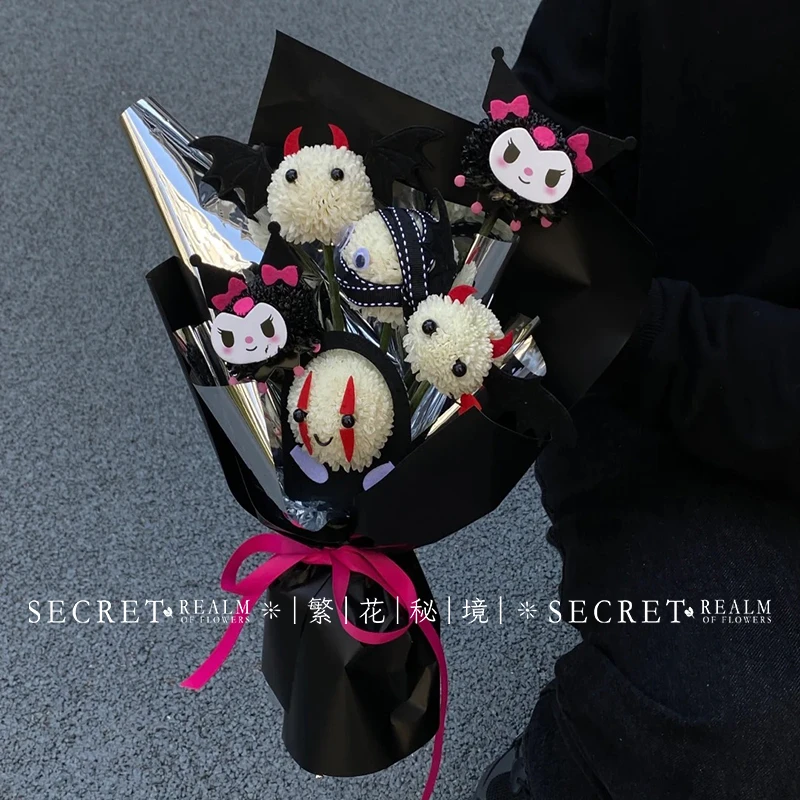 【小鬼花束】6朵乒乓菊玩偶花束鲜花花束万圣节花束乒乓菊DIY小鬼儿花送女朋友送闺蜜同城配送上门小时达