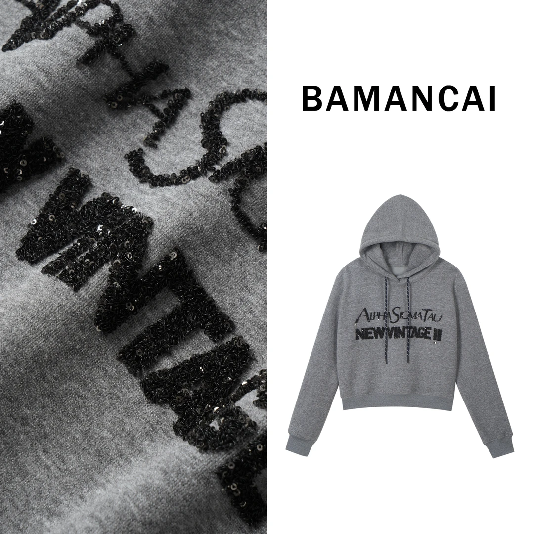 Bamancai-新款重工时尚百搭连帽卫衣