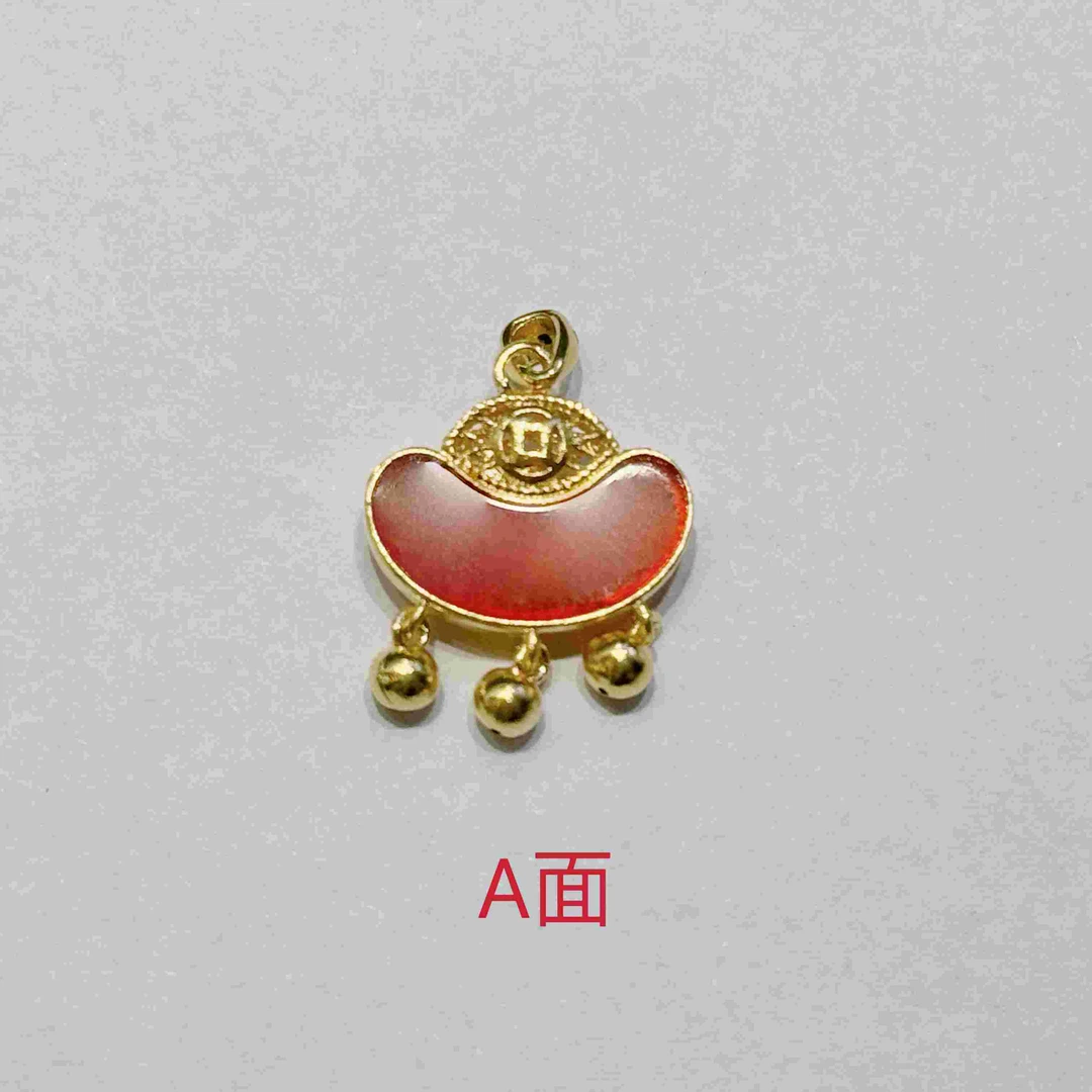 小赛哥18K金红玛瑙时尚精美元宝福气锁00280