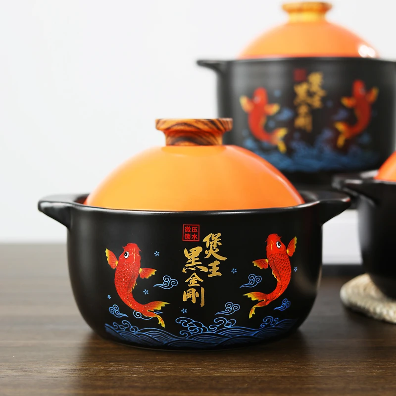 [微压锁水]5升煲王黒金刚明火煲汤炖鸡鸭鹅耐高温陶瓷大汤锅
