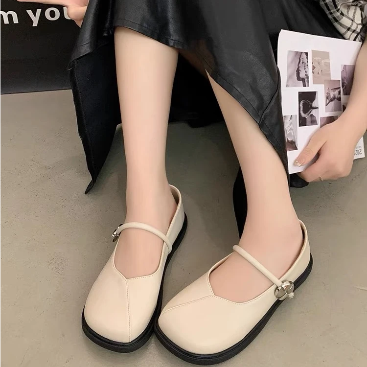 法式晚晚风银色玛丽珍鞋女2024新款夏季配裙子乐福小皮鞋平底单鞋