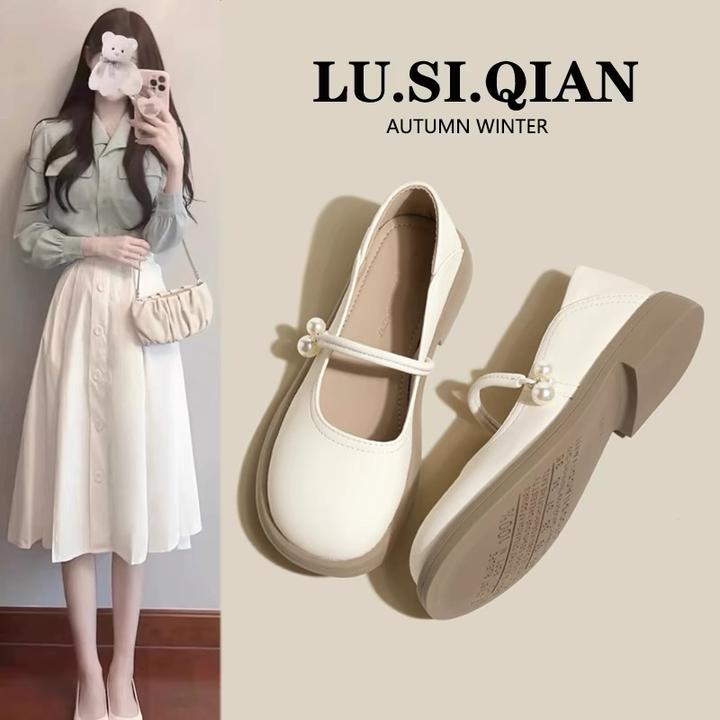 平底小皮鞋玛丽珍鞋女2024新款小白鞋厚底乐福鞋配裙子温柔平底鞋