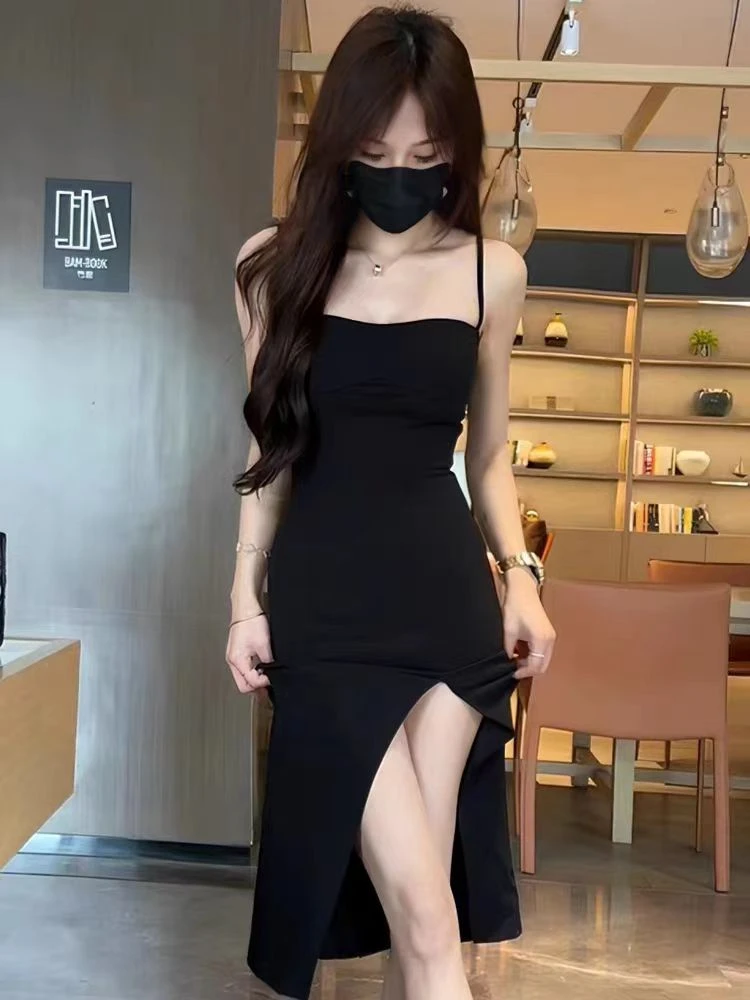 辣妹开叉吊带连衣裙新款收腰显瘦气质性感包臀裙