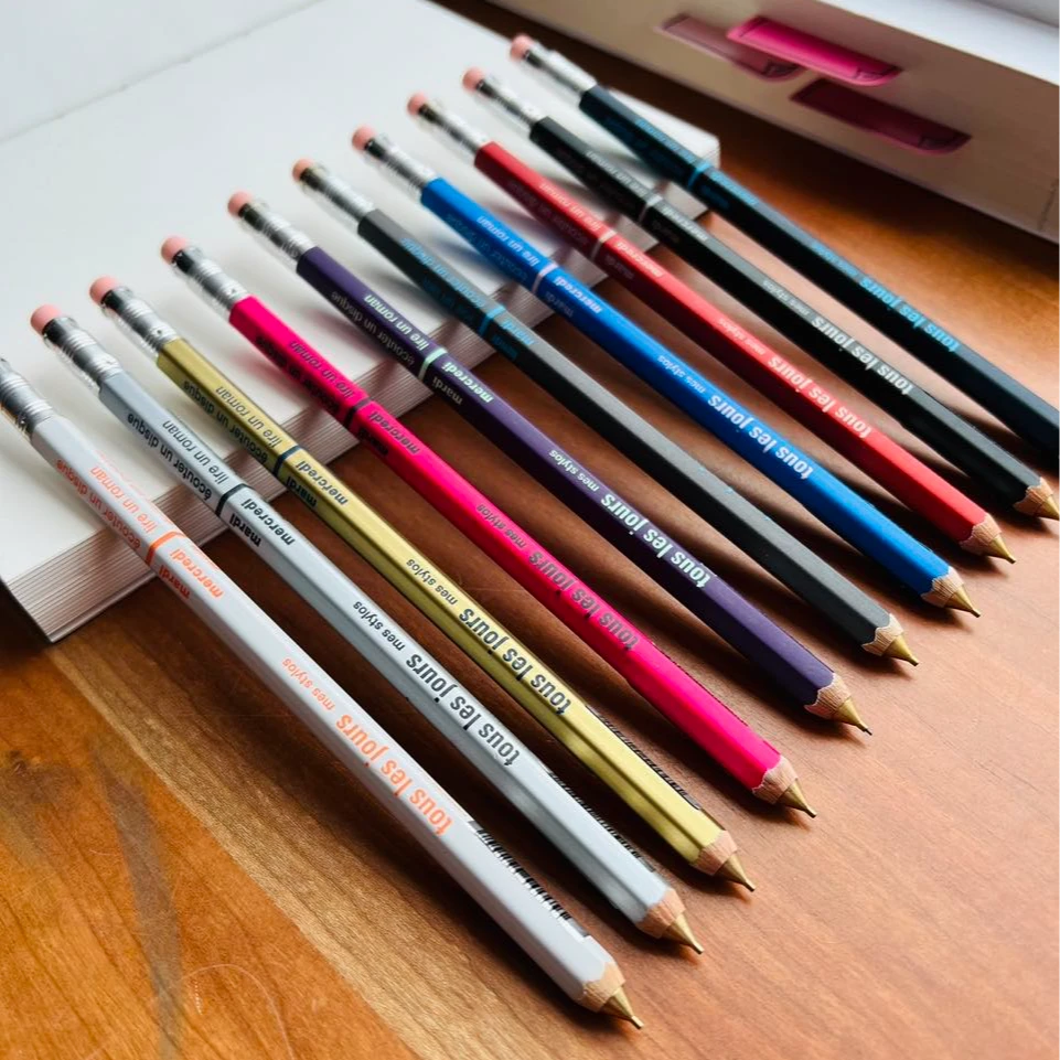 Mark's复古撞色木轴自动铅笔书写绘图学生设计轻量六角细杆0.5mm