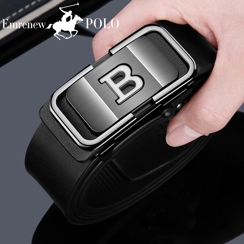 真牛皮真皮(头层牛皮)高档时尚商务新潮款男腰带无牙自动扣裤腰带