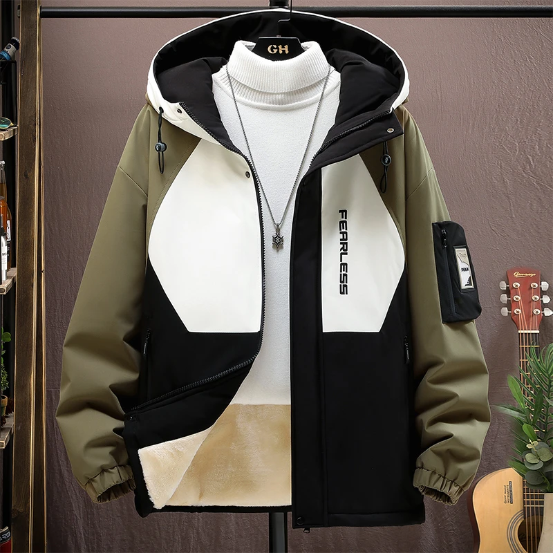 金谛伦冬季棉衣男新款青春潮流加绒加厚外套男青少年学生冲锋衣男