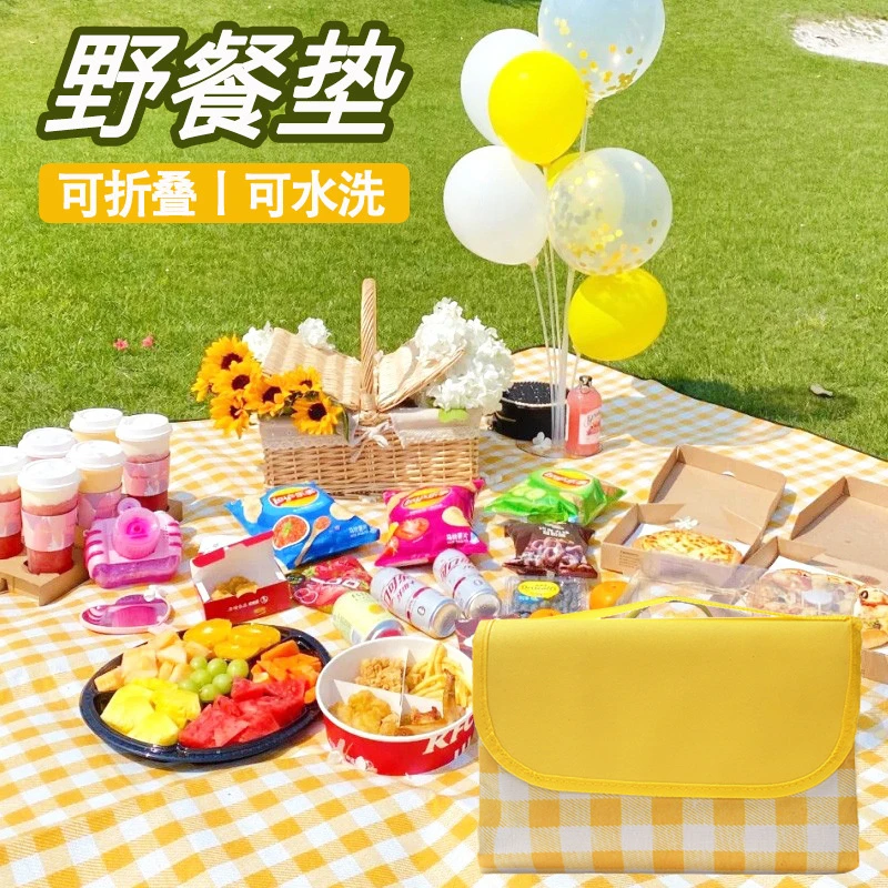 ins风野餐垫春游防潮垫加厚野外野炊户外地垫便携防水郊游野餐布