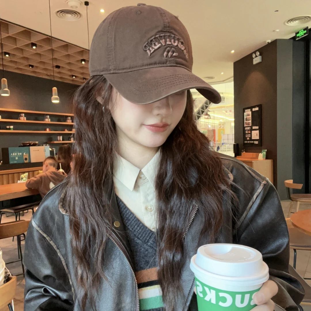 AQUIVER秋冬新品字母刺绣韩版加深加宽显脸小男女棒球帽