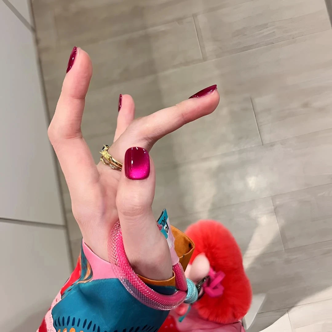 【火龙果】玻璃珠猫眼辣妹风显白夏日美甲穿戴甲高颜值短甲指甲贴