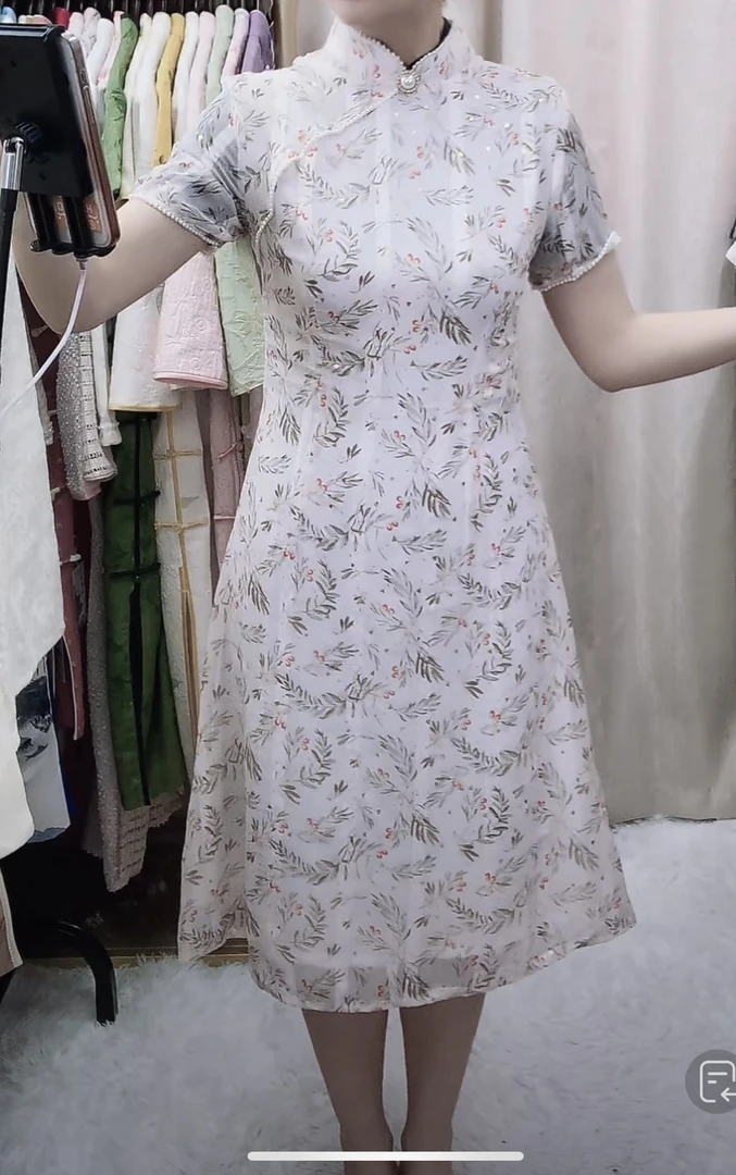 【1374春意盎然水粉色】(版型偏小，建议拍大）淑女显瘦中国风旗袍