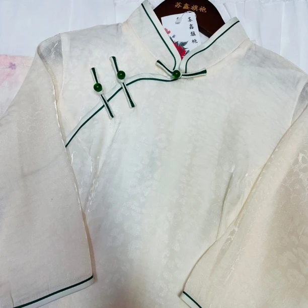 【077香槟色江南荷韵】网红单层气质百搭款淑女显瘦旗袍蕾丝修身