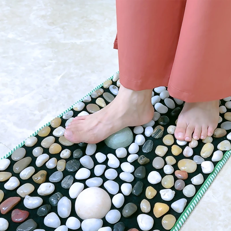 天然鹅卵石足底按摩毯雨花石按摩脚垫
