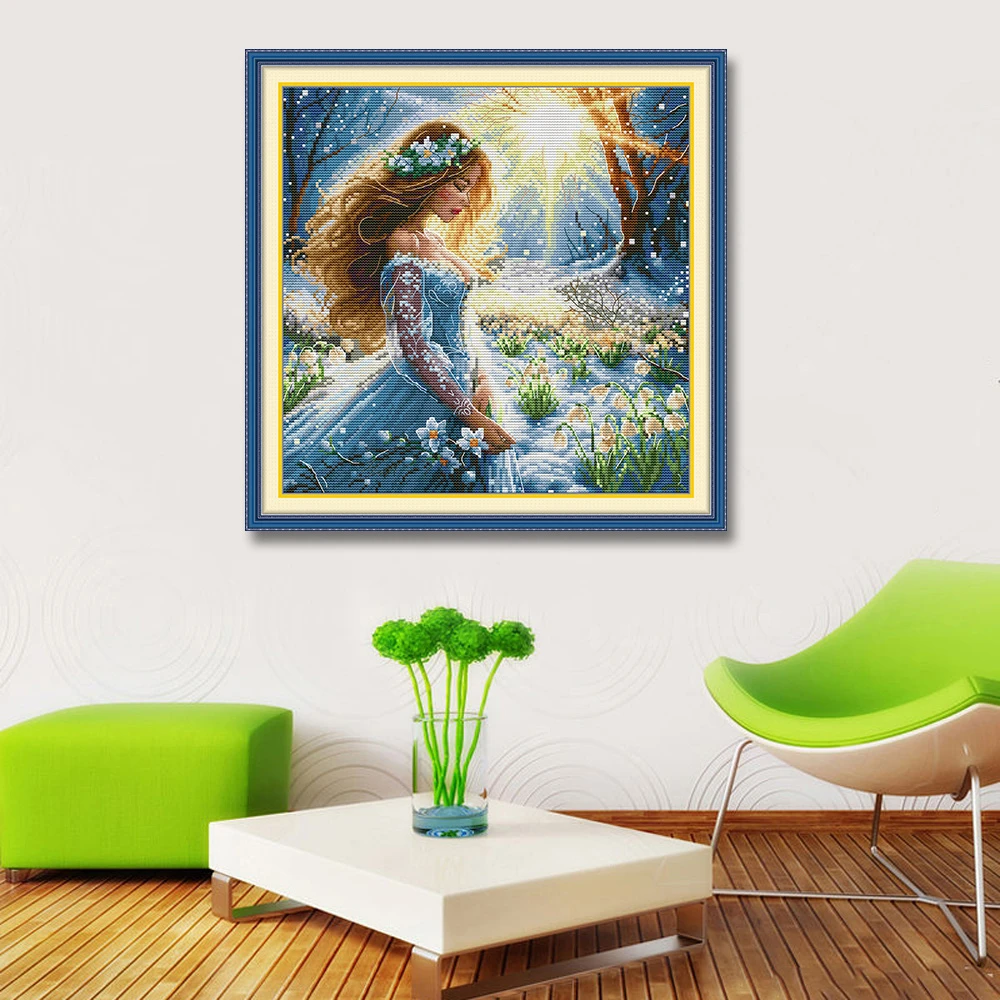 NKF NEEDLE KUNG FU雪地精灵十字绣人物唯美家居装饰手工自绣