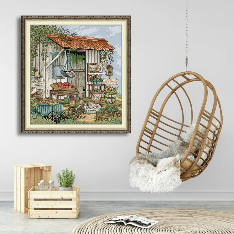 NKF蔬菜店十字绣2024年新款印花简约线绣客厅卧室清新