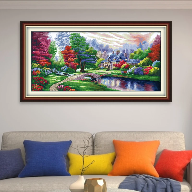 NKF NEEDLE KUNG FU十字绣流光溢彩客厅书房装饰画自己绣刺绣套件