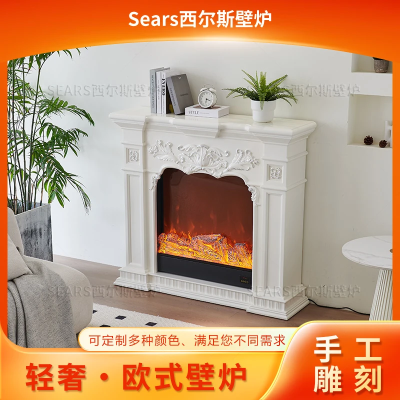 欧式电子壁炉装饰柜 客厅卧室欧式艺术花纹仿真火焰取暖装饰壁炉