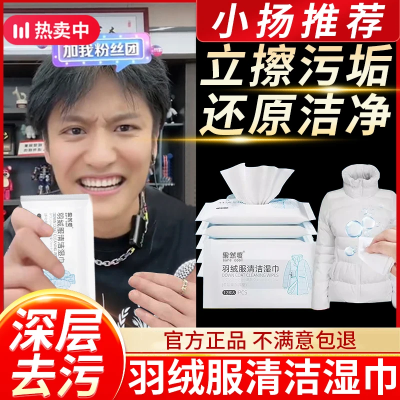 羽绒服清洁湿巾一次性擦拭巾去污去渍湿纸巾羽绒服免水洗清洁湿巾