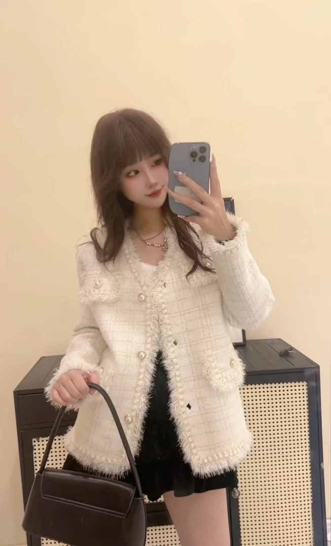 【Alisa】小香风外套女法式名媛韩系高贵洋气时尚针织百搭-1003