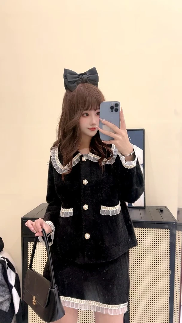 新款显瘦网红气质时尚洋气女装小香风套装-18