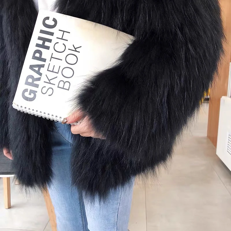 前70后60貉子毛编织外套