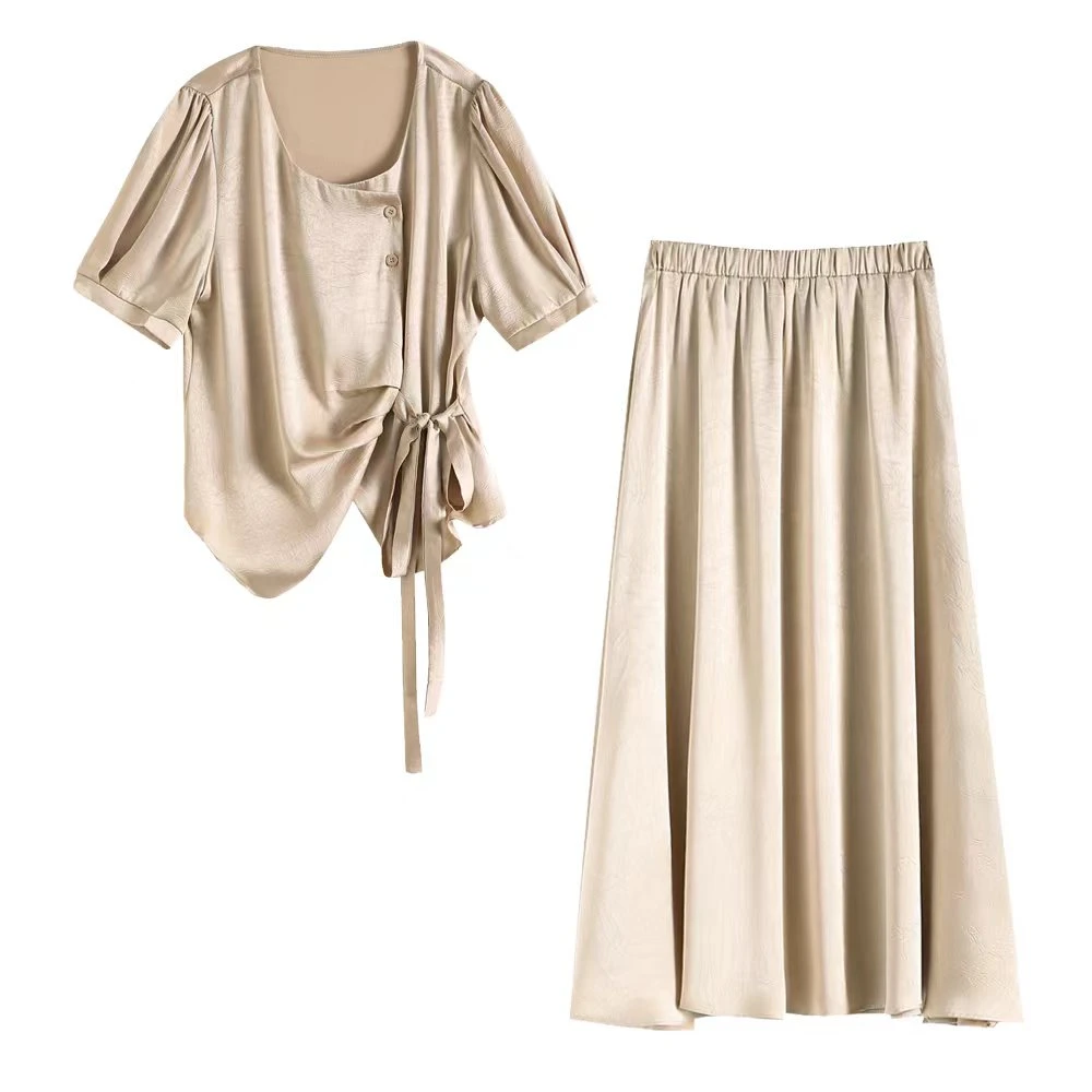 夏季新中式女装国风两件套设计感小众衬衫休闲气质套装女夏0933