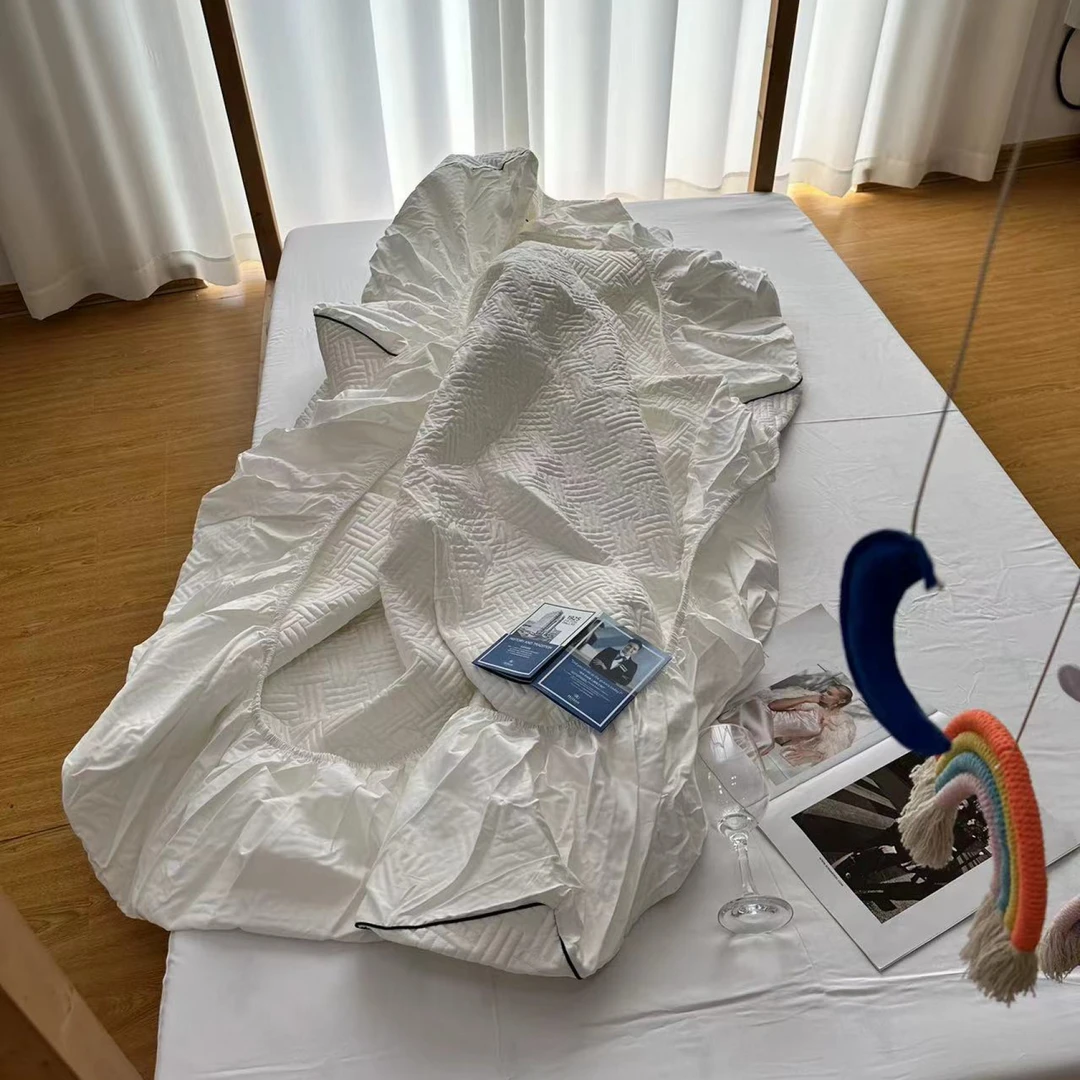 七星级酒店专供～2.2*2.4双面百支长绒棉床笠床垫保护套