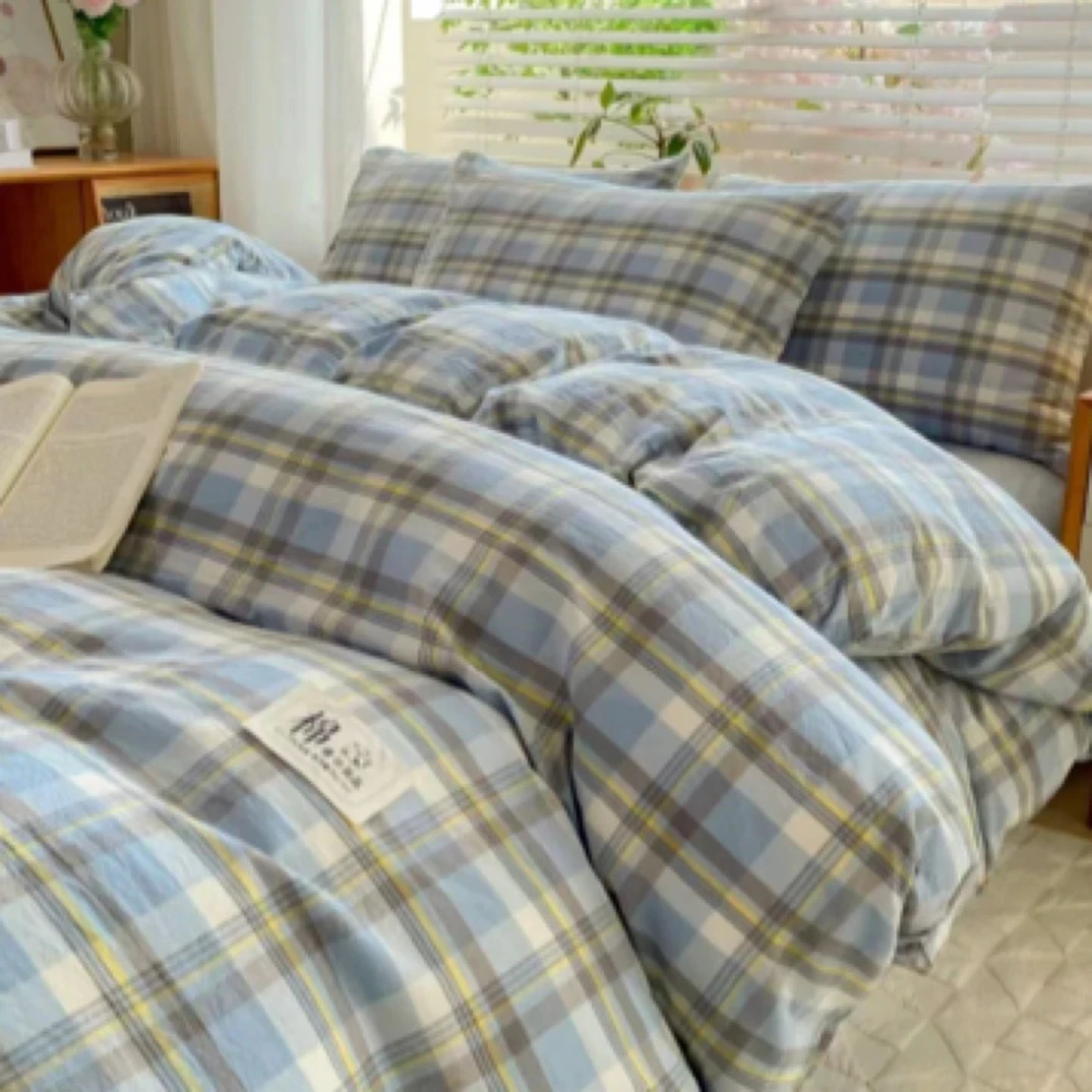水洗棉格子被套200*230微瑕～M501