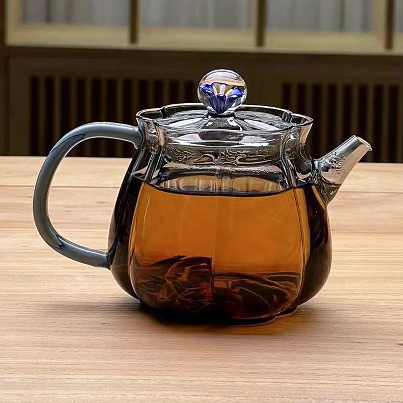 高硼硅玻璃茶壶茶杯功夫茶具烟灰色泡茶壶轻奢茶水分离