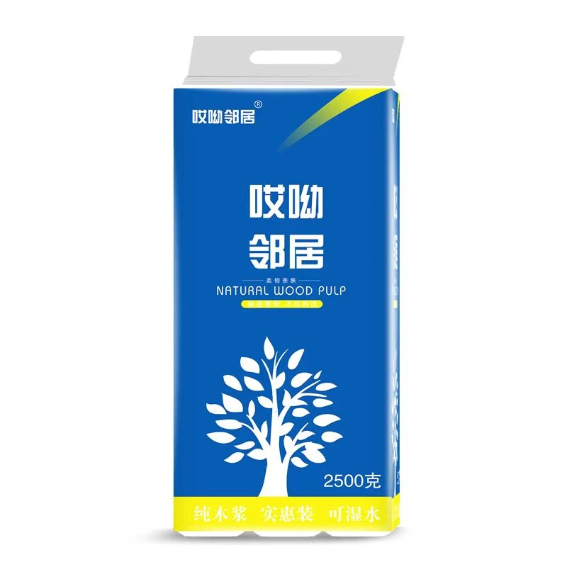 2500g哎呦邻居纯木浆干湿两用实心卷纸足5斤装