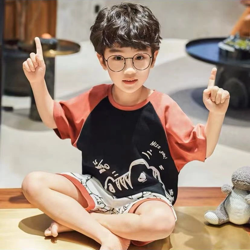 【楠宝】亲子睡衣男童女童春秋冬长袖大童款卡通家居服316