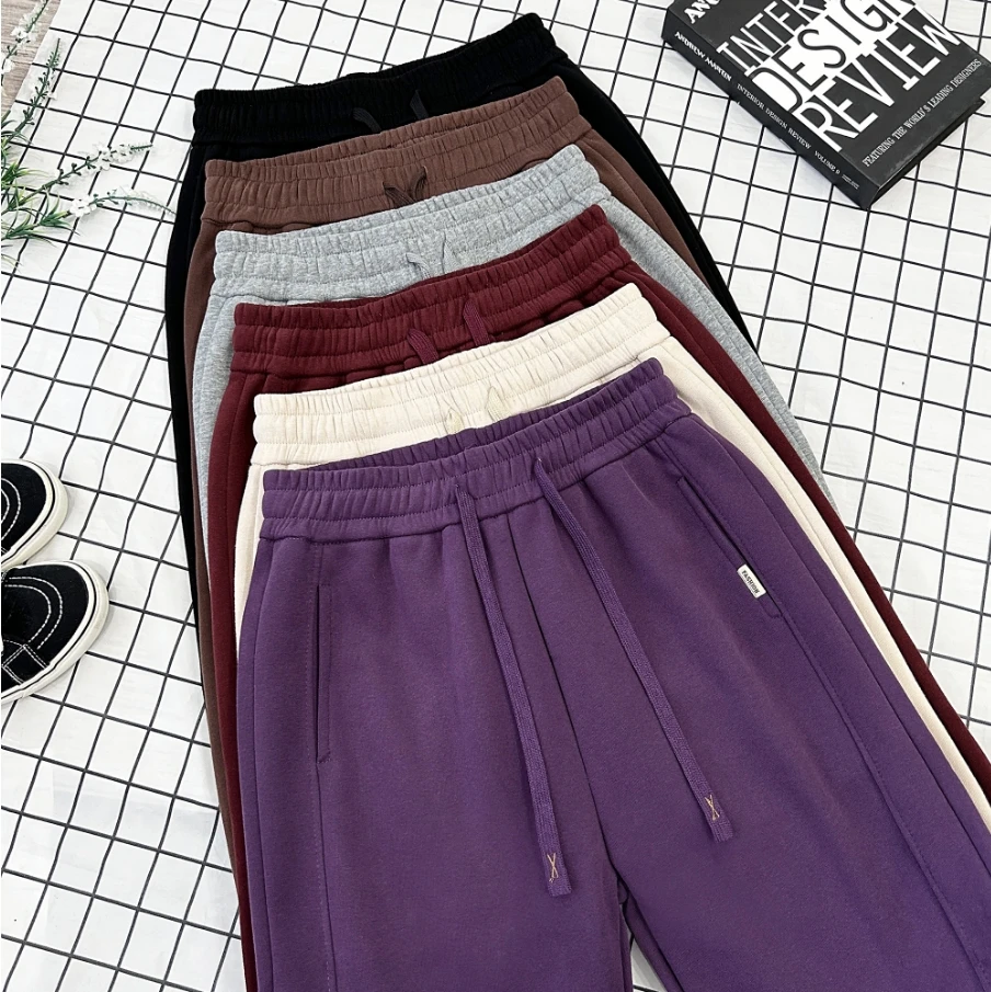 【加绒加厚】冬季新款运动裤休闲宽松大码高腰显瘦百搭束脚情侣款