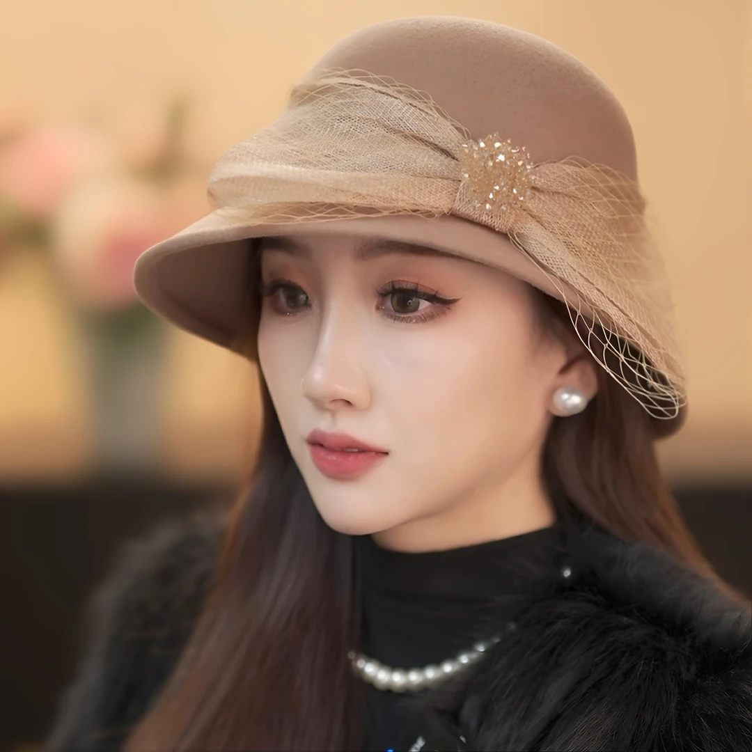 MZ121赫本风羊毛呢贝雷帽画家帽贵妇名媛秋冬盆帽礼帽