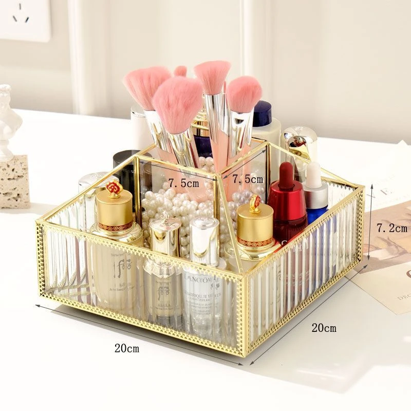 轻奢欧式化妆品镜面托盘置地铁艺金属电镀装饰金属盘首饰收纳盘