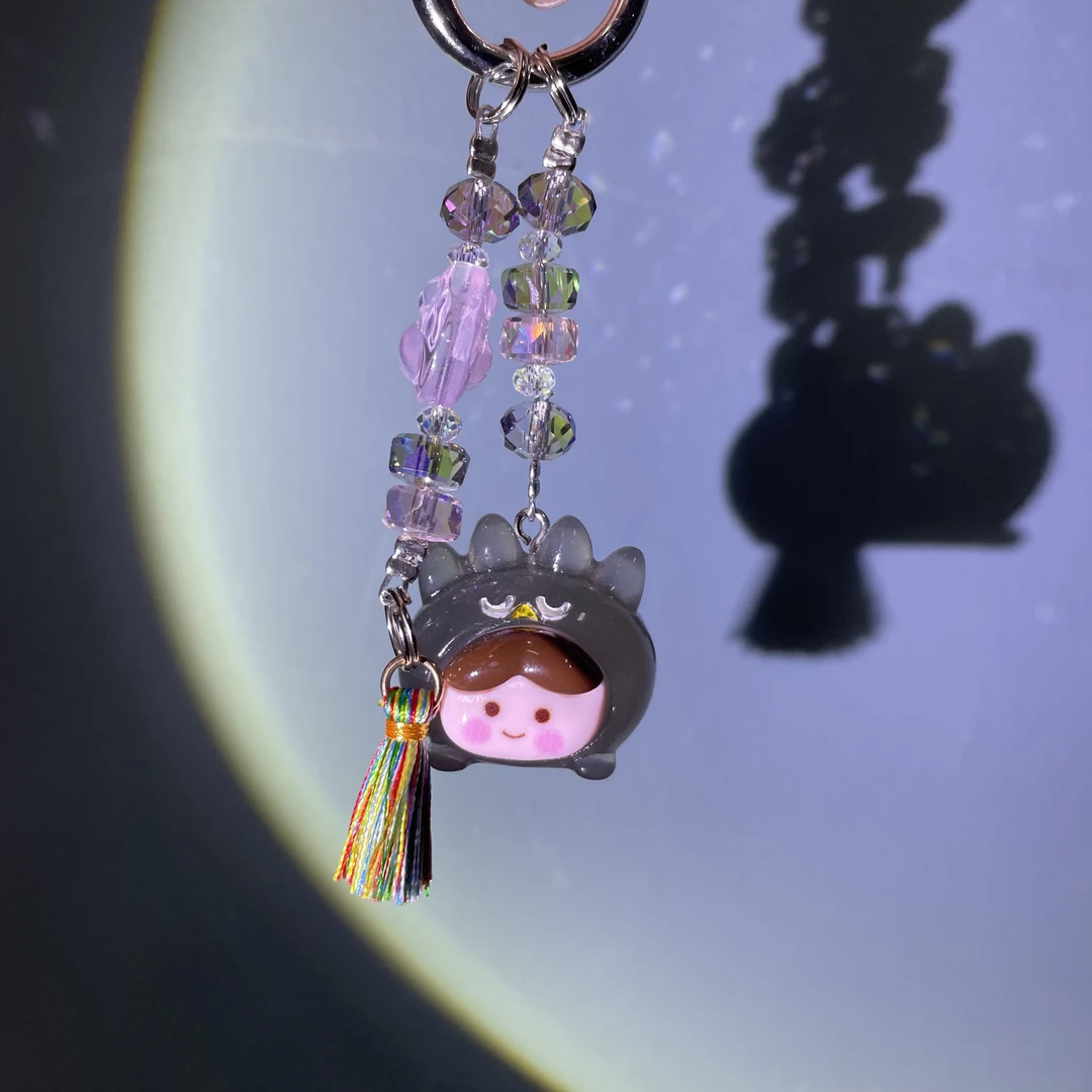 编织灰色夜光娃娃手机坠C998