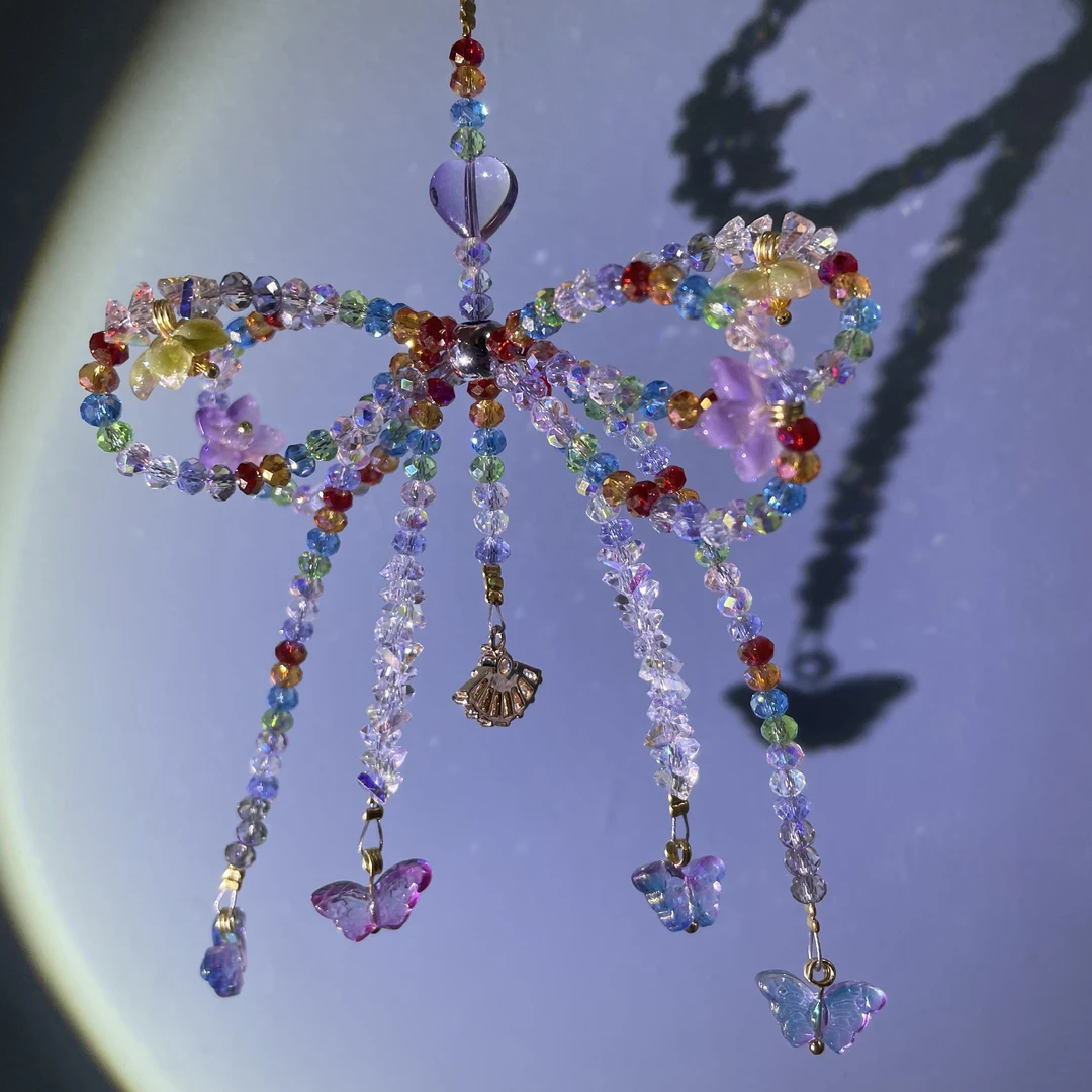 编织彩色大蝴蝶结手机链C236