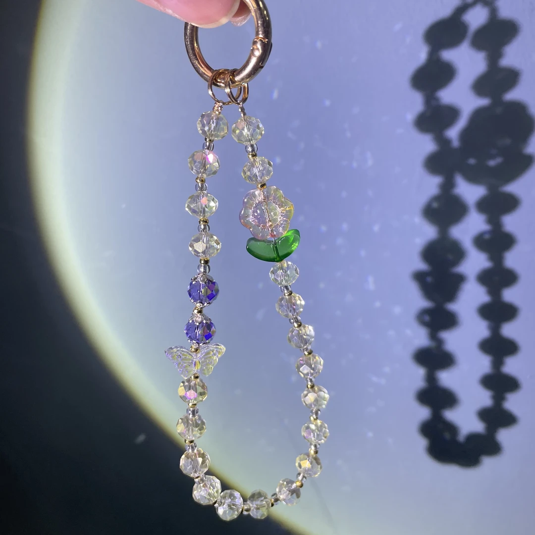 编织淡黄色向日葵手机链C35