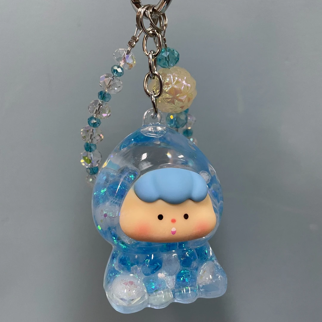 蓝色流沙大娃娃手机链D373