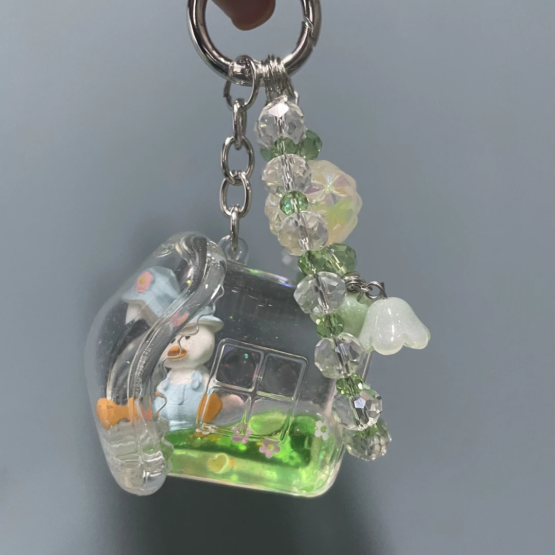 绿色流沙小房子手机链D729