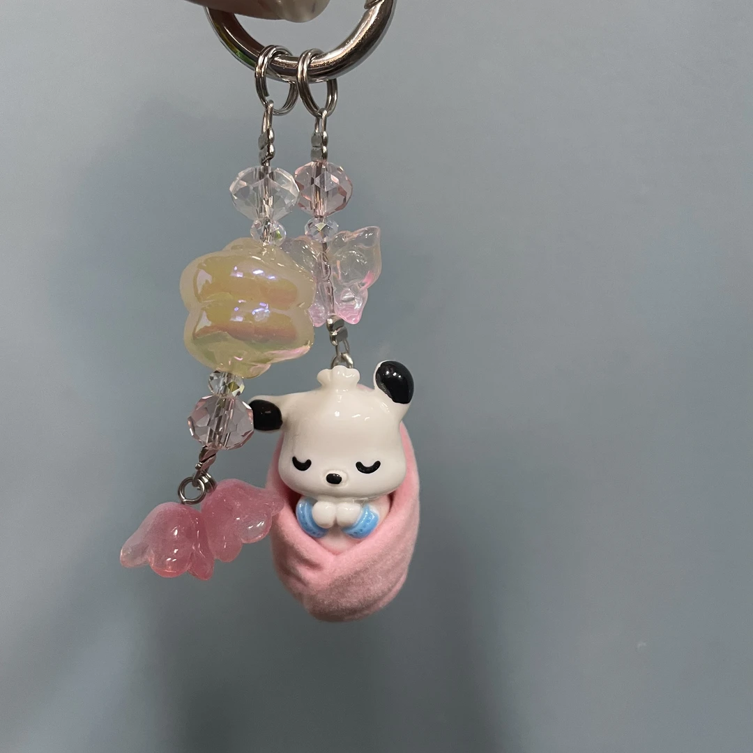 植绒襁褓小狗手机坠D481