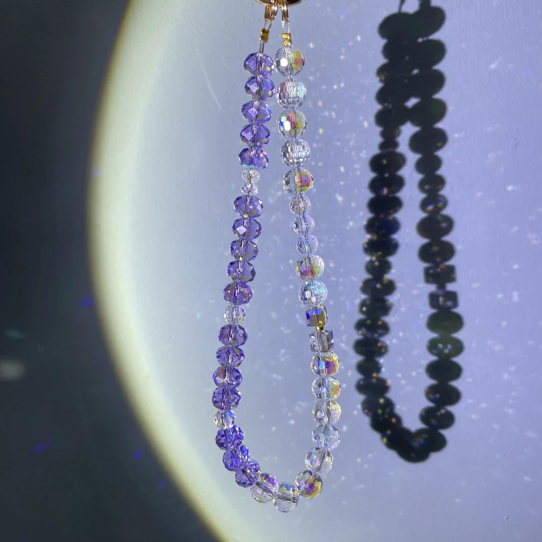编织紫色白色渐变款手机链C108