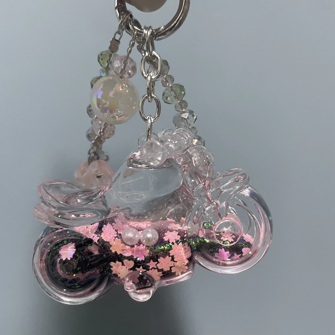 粉黑色流沙摩托车款手机链D669