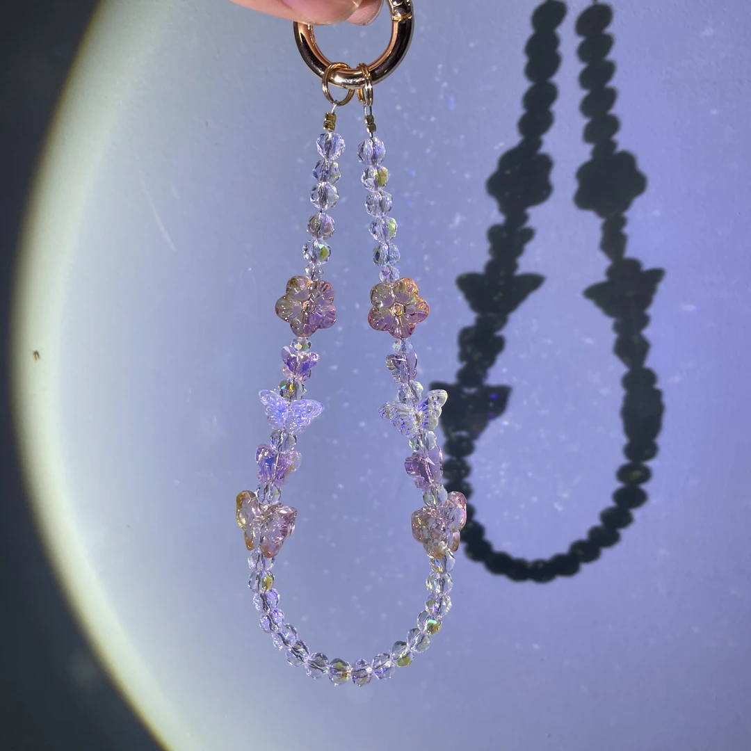 编织清新蝴蝶花朵款手机链C110