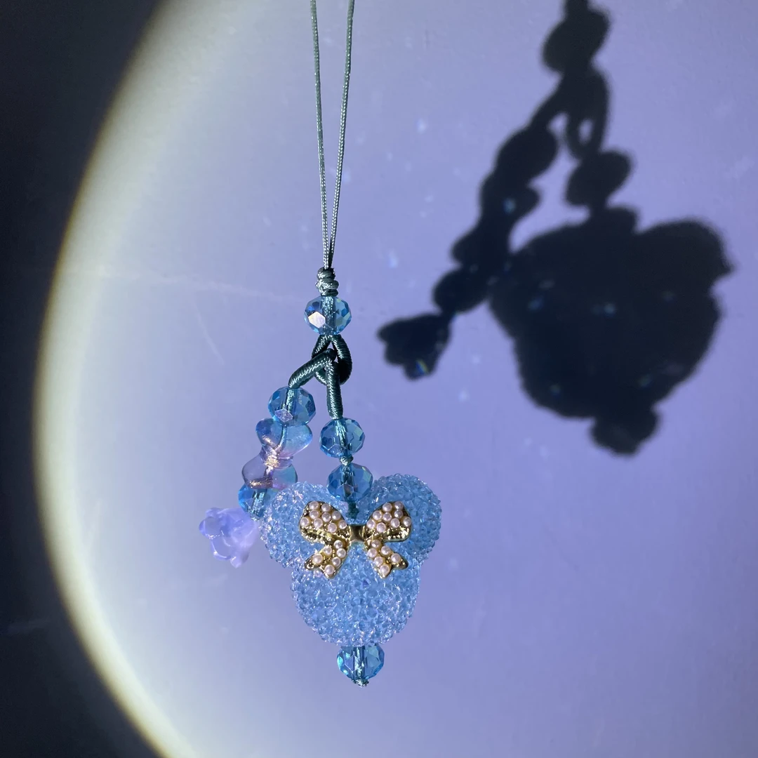 绳编蓝色砂糖熊头手机坠C921