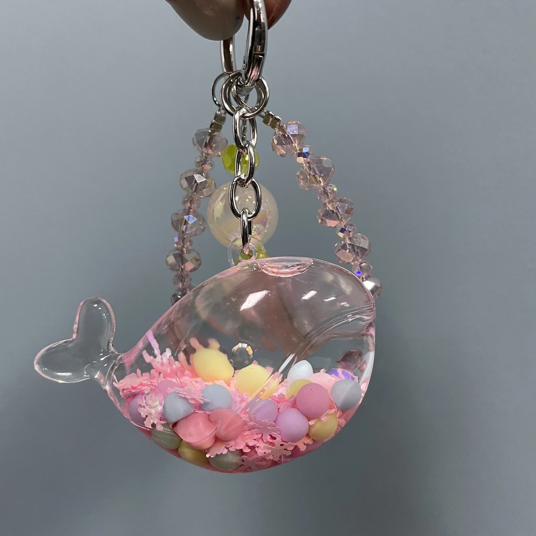 粉色流沙鲸鱼手机链D539